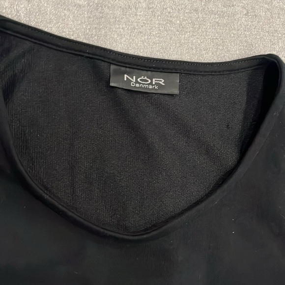 [3/40/US:L]NOR Denmark Black Long Sleeve Asymmetrical Striped Baggy Dress Funky - Picture 9 of 11